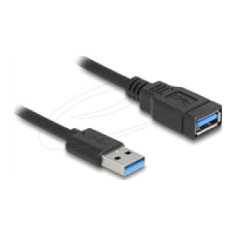 DELOCK USB 5 Gbps Spiralkabel Typ-A Stecker zu Typ-A Buchse 0,4m bis 0,6m schwarz