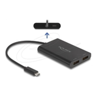 DELOCK Adapter USB Type-C zu 2 x DisplayPort 4K 60 Hz mit DisplayLink Grafik und USB PD