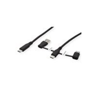 ROLINE USB 2.0 Kabel Typ C ST/ST mit Datenblockier-Adaptern Typ A+C 1m