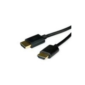 ROLINE HDMI High Speed Kabel mit Ethernet Slim ST-ST schwarz 1m