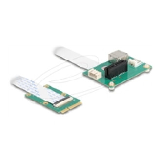 DELOCK Konverter Mini PCIe Stecker zu PCI Express x1 Slot mit flexiblem Kabel und USB Port