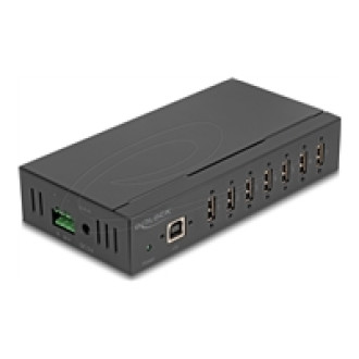 DELOCK Industrie Hub 7 x USB 2.0 Typ-A mit 15 kV ESD Schutz und Hutschienenbefestigung