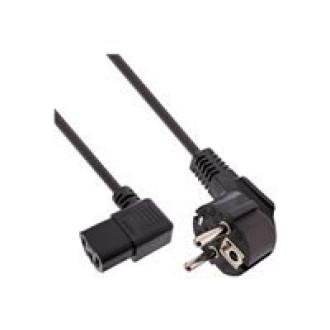 INLINE Netzkabel Schutzkontakt gewinkelt auf Kaltgeraetestecker C13 links abgewinkelt 1,8m schwarz