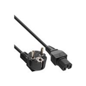 INLINE BULK 25er Netzkabel Schutzkontakt gewinkelt auf Warmgeraetestecker C15 gerade schwarz 1,8m