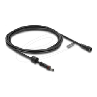 DELOCK DC Verlängerungskabel 5,5 x 2,1mm Stecker zu Buchse mit Schraubverschluss M12 x 1,75mm Gewinde wasserfest 18 AWG 1m schwarz