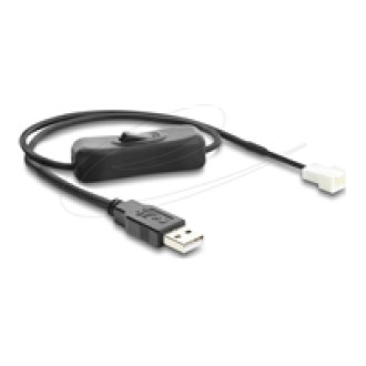 DELOCK Lufterkabel USB 2.0 Typ-A Stecker zu 3 Pin 2 Pins belegt Lufteranschluss-Stecker mit Schalter 50cm