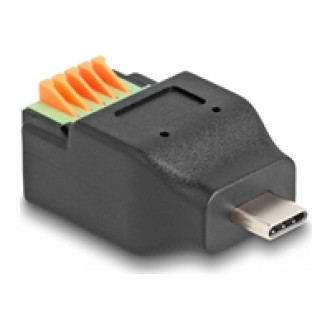 DELOCK USB Type-C 2.0 Stecker zu Terminalblock Adapter mit Drucktaster