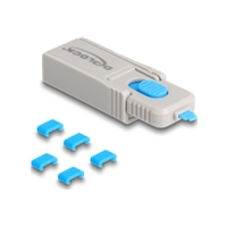 DELOCK Type-C Port Blocker Set für Type-C Buchsen 5 Stück + Verschlusswerkzeug