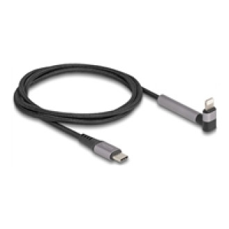 DELOCK Daten- und Ladekabel USB Type-C zu Lightning fur iPhone iPad iPod gewinkelt mit Ständerfunktion schwarz 1,5m MFi