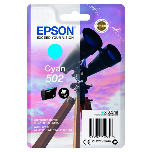 Original Cartouche d'encre cyan Epson C13T02V24010/502 cyan