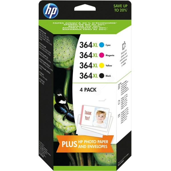 Original Cartouche d'encre multi pack HP J3M83AE/364XL noir cyan magenta jaune